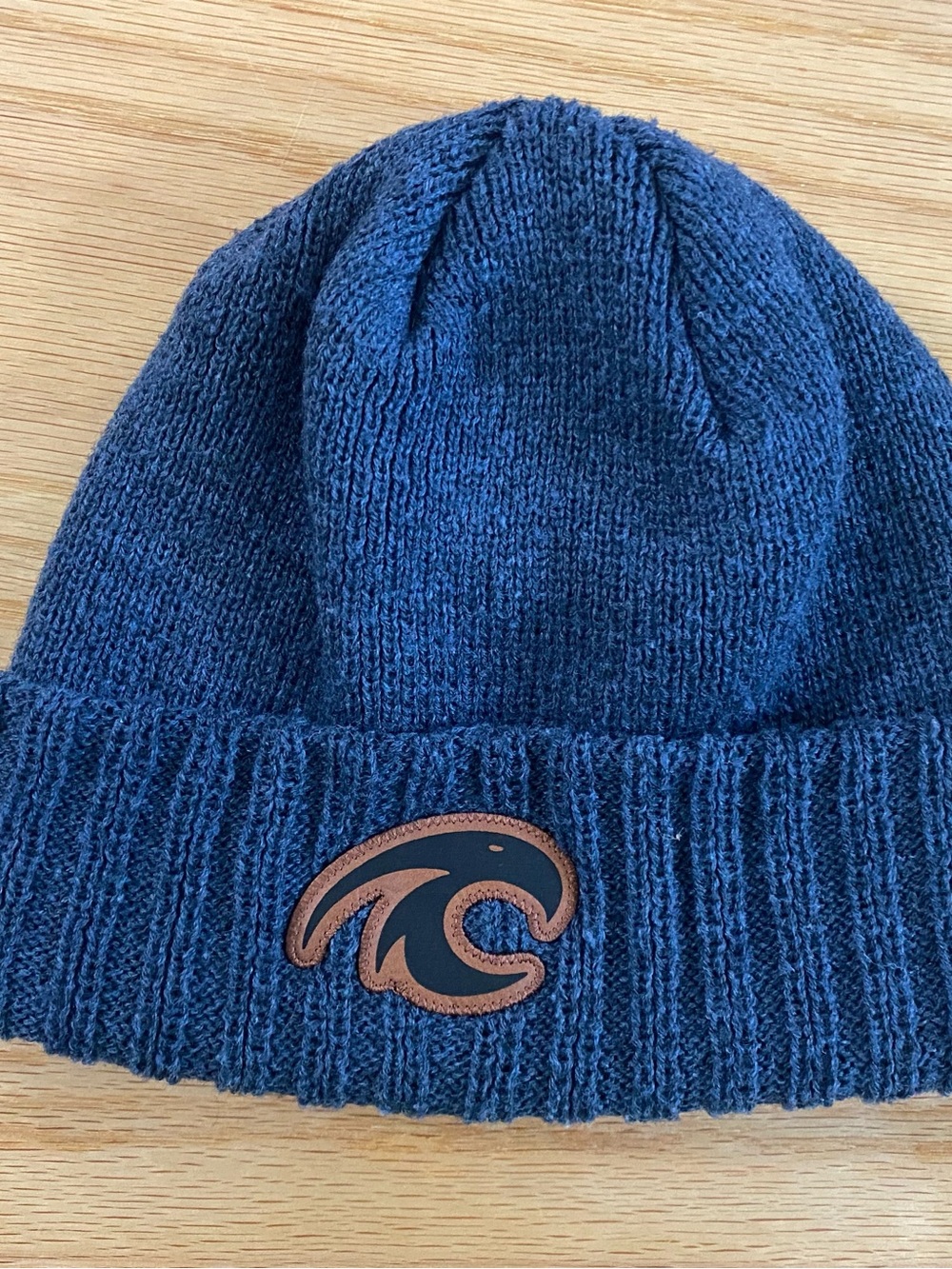 Navy Knit Beanie with Wave Logo